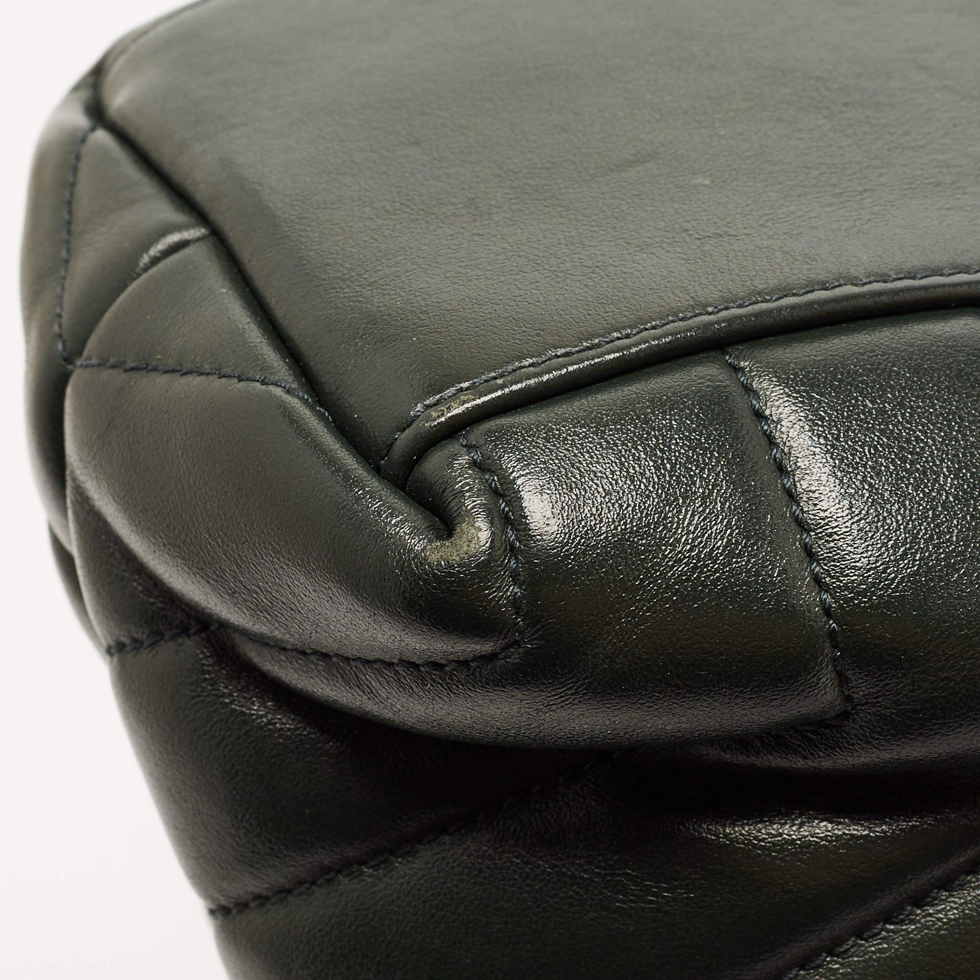 Saint Laurent Dark Green Matelassé Leather Medium LouLou Shoulder Bag 15
