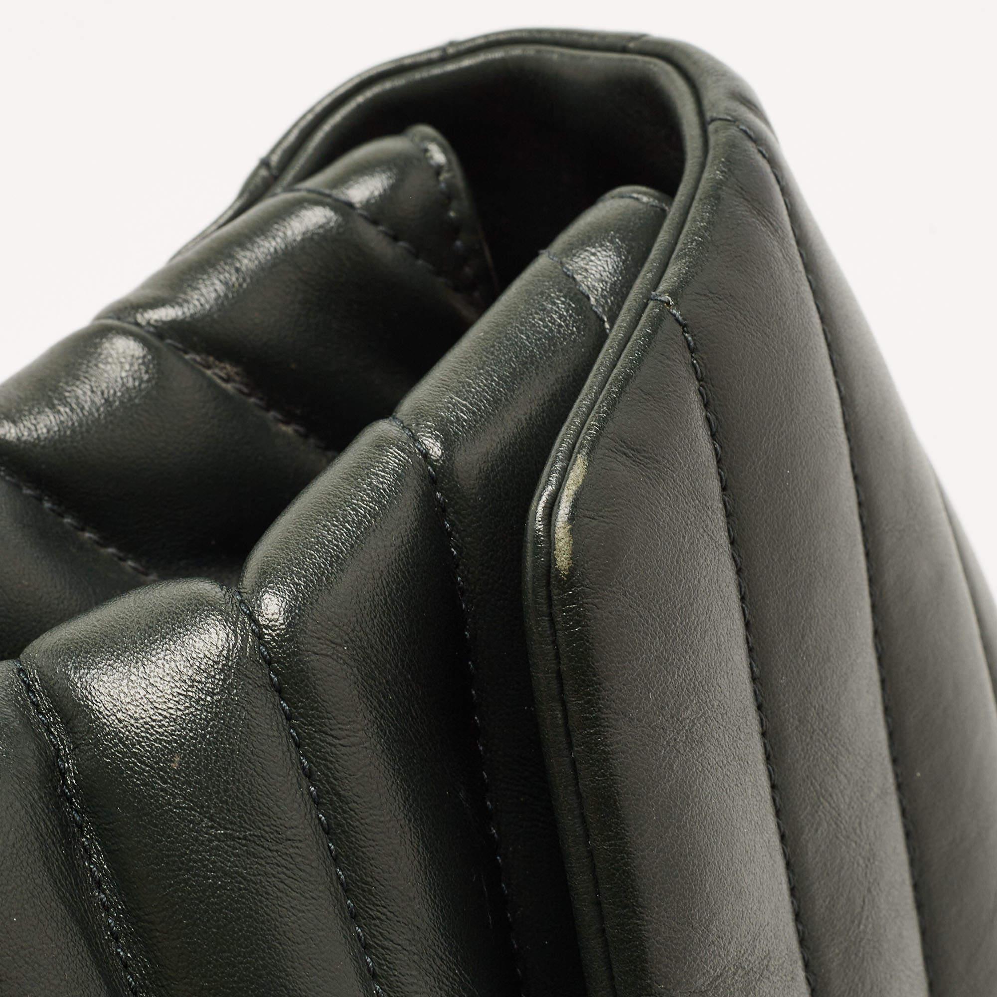 Saint Laurent Dark Green Matelassé Leather Medium LouLou Shoulder Bag 1