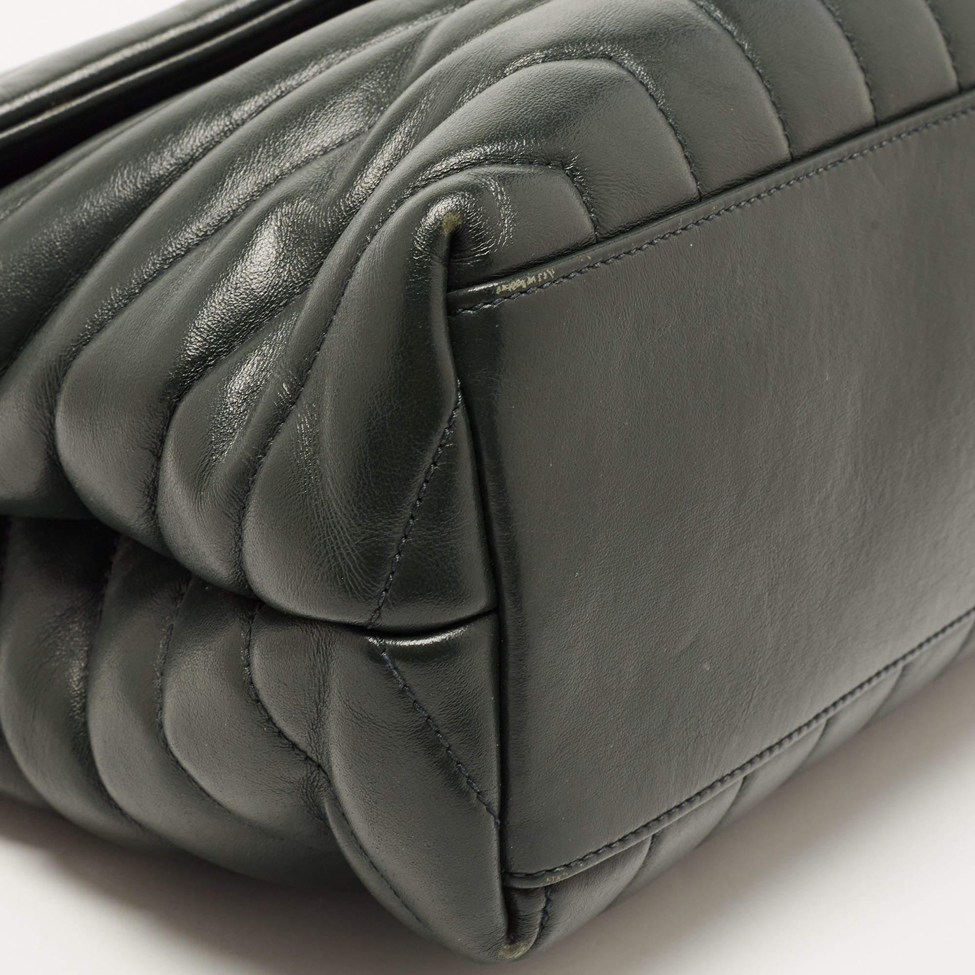 Saint Laurent Dark Green Matelassé Leather Medium LouLou Shoulder Bag 3