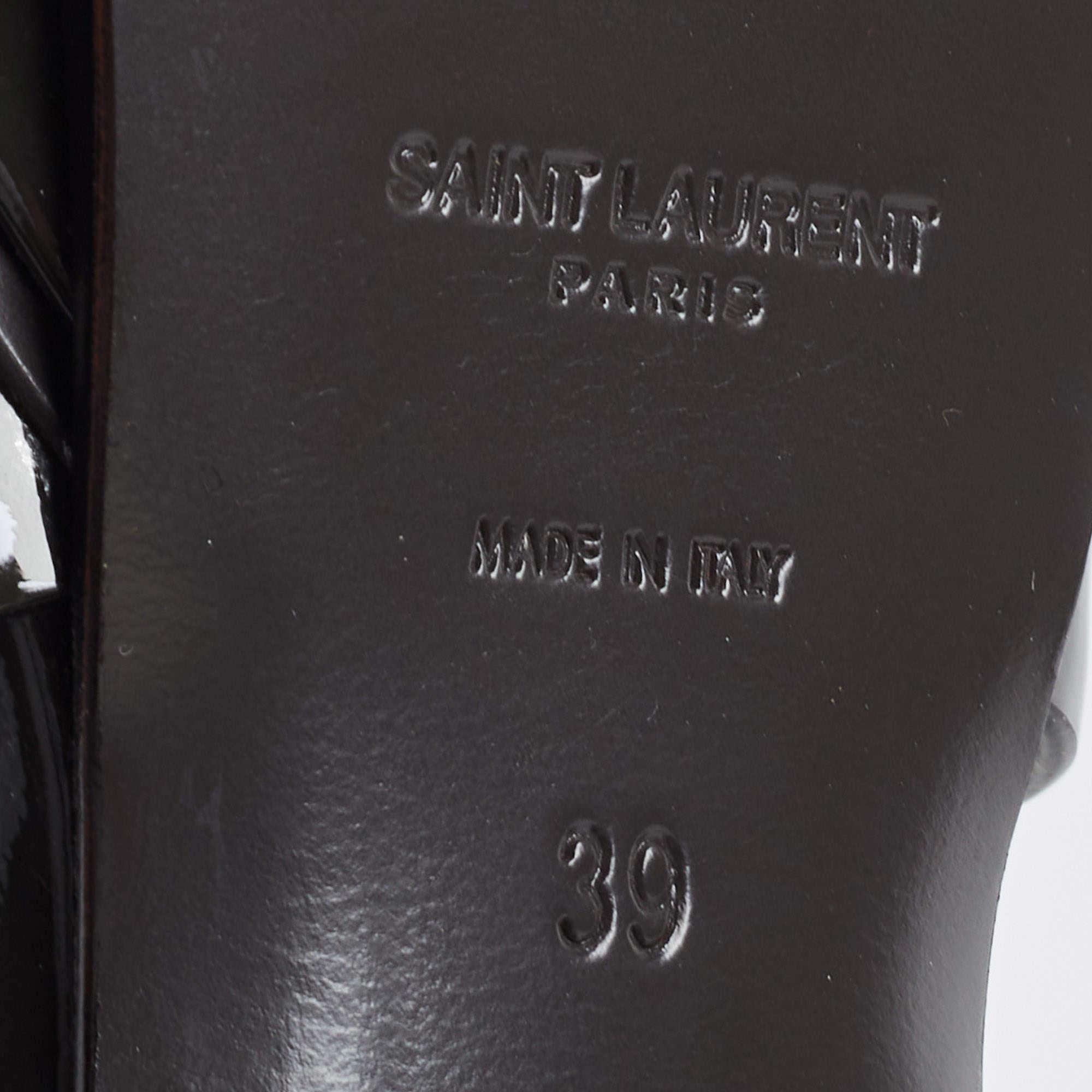 Saint Laurent Dark Green Patent Tribute Sandals Size 39 4