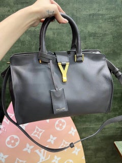 Saint Laurent Dark Grey Leather Cabas Chyc Shoulder Bag