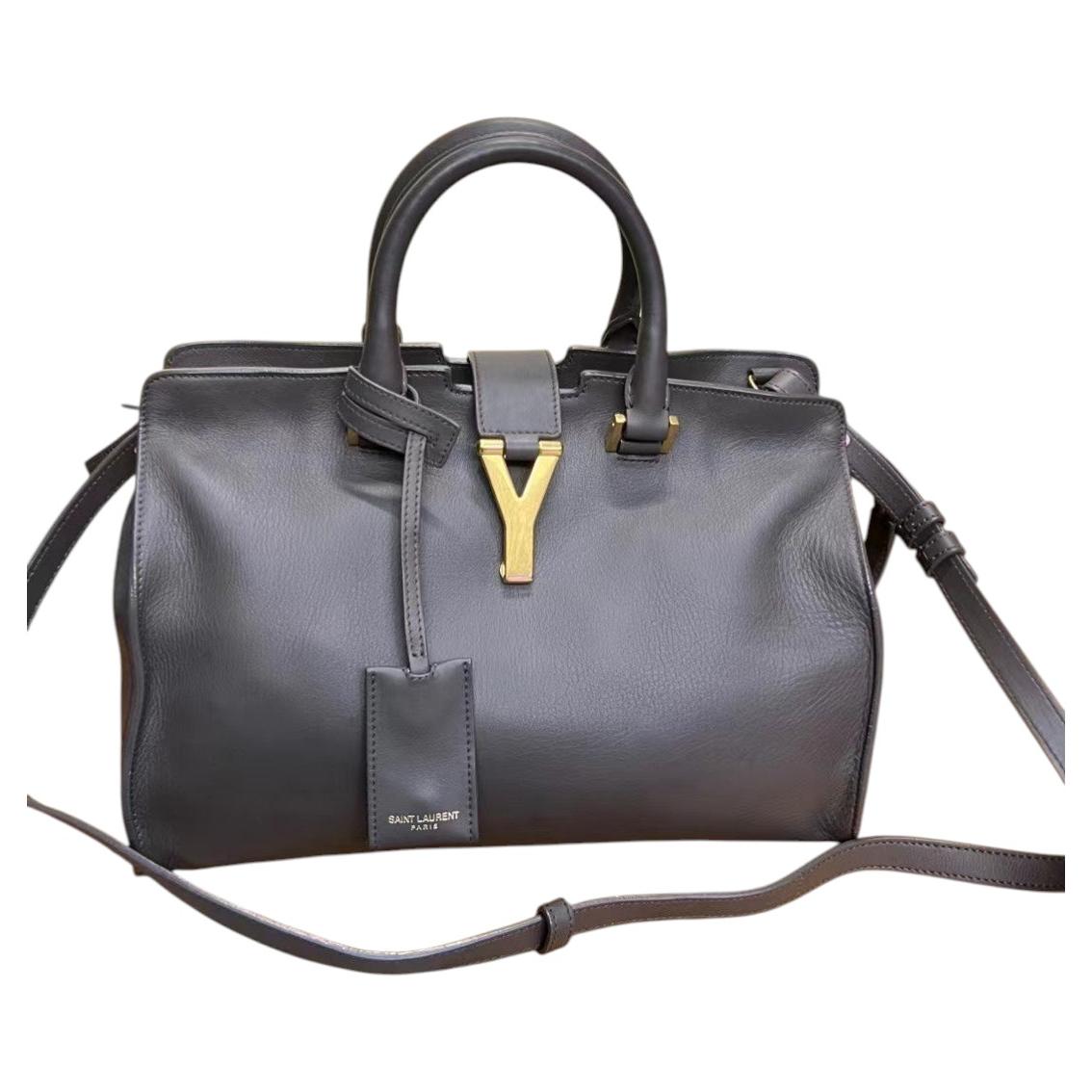 Saint Laurent Dark Grey Leather Cabas Chyc Shoulder Bag
