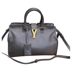 Saint Laurent Dark Grey Leather Cabas Chyc Shoulder Bag