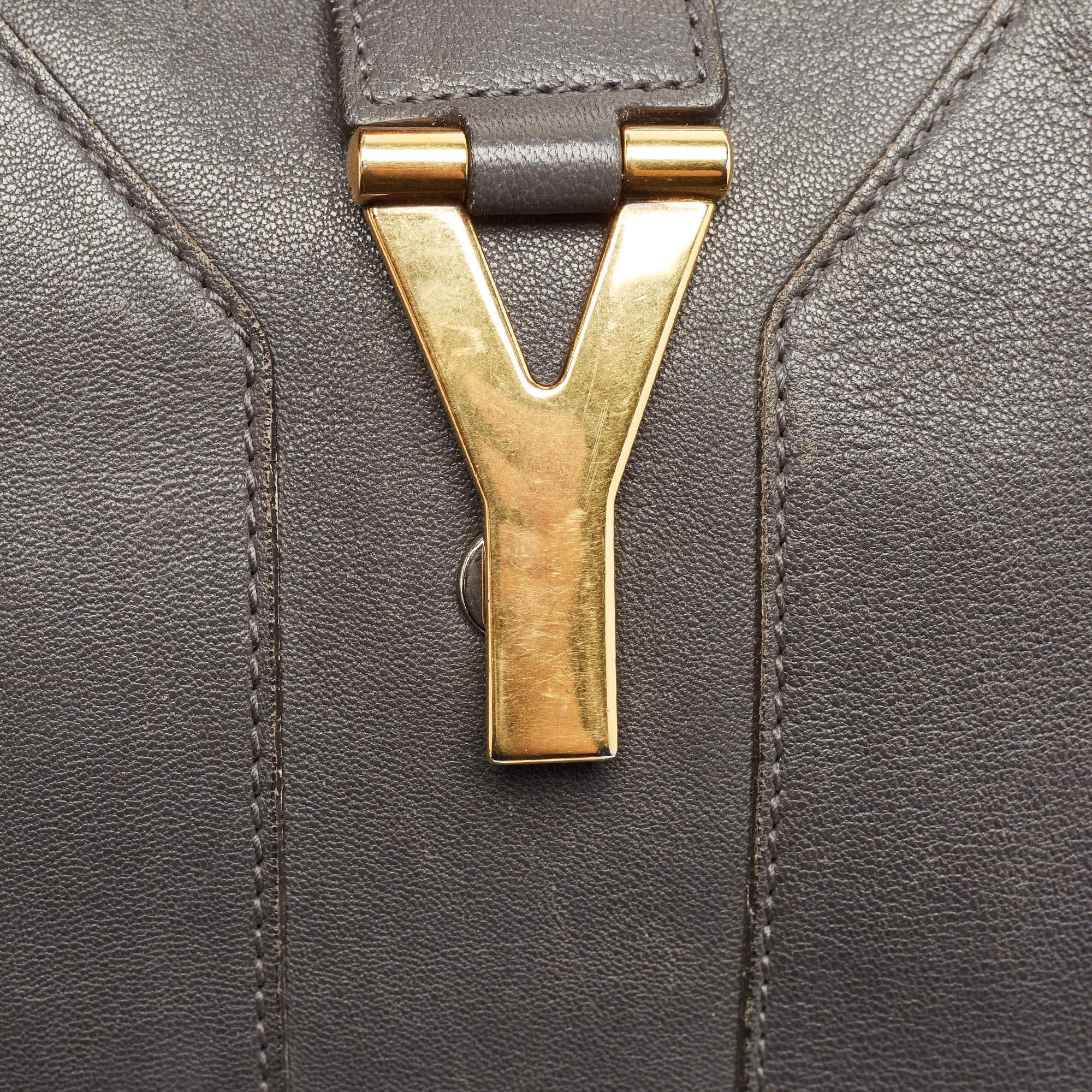 Saint Laurent grand cabas Chyc Fourre-tout en cuir gris foncé 2