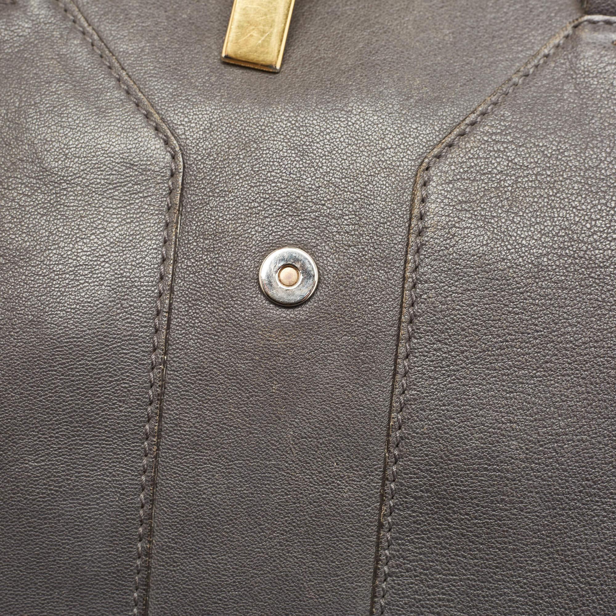Saint Laurent grand cabas Chyc Fourre-tout en cuir gris foncé 3