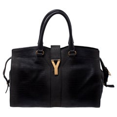 Saint Laurent Dark Grey Leather Medium Cabas Chyc Tote