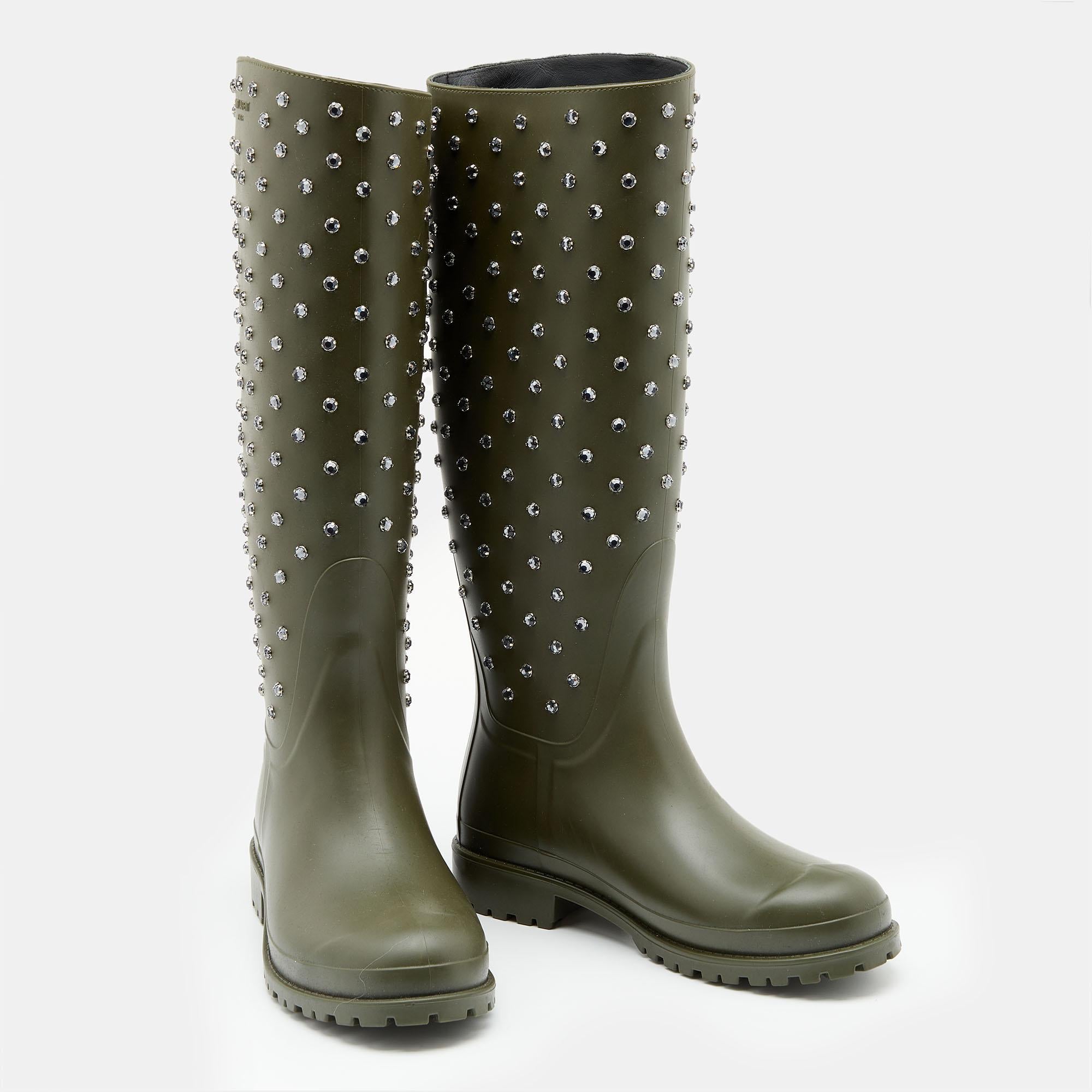 Saint Laurent Dark Khaki Rubber Crystal 