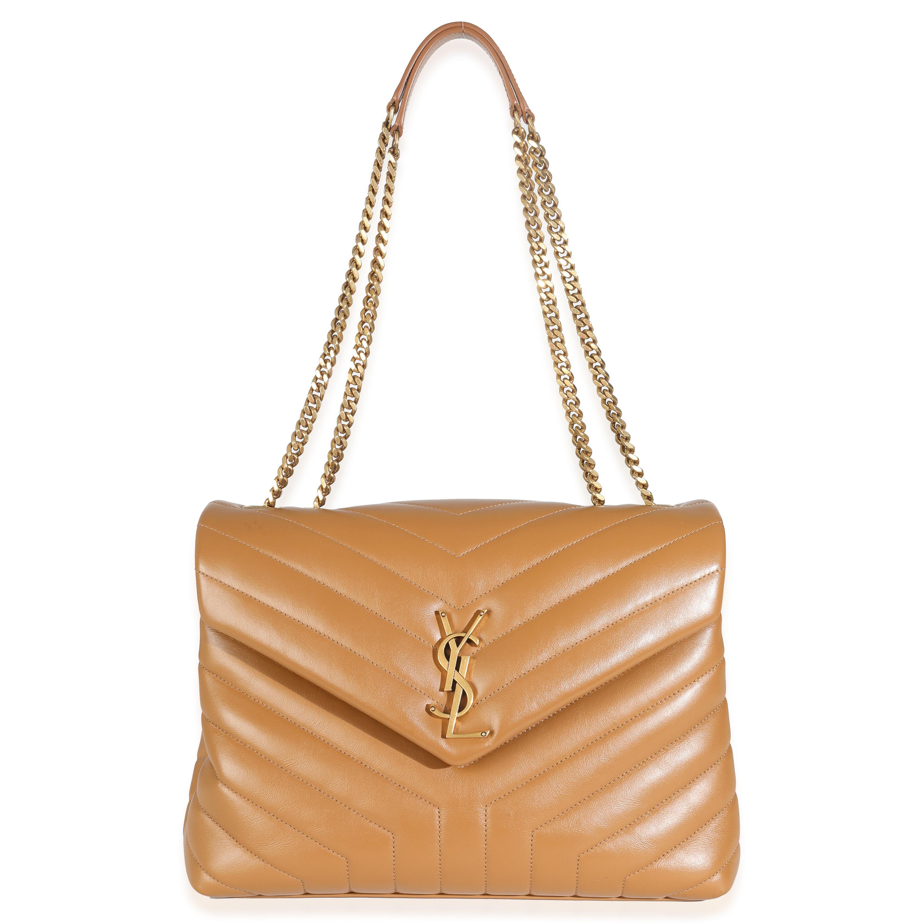 Saint Laurent Sac à main moyen Loulou Chain en cuir de veau Y matelassé naturel foncé en vente 1