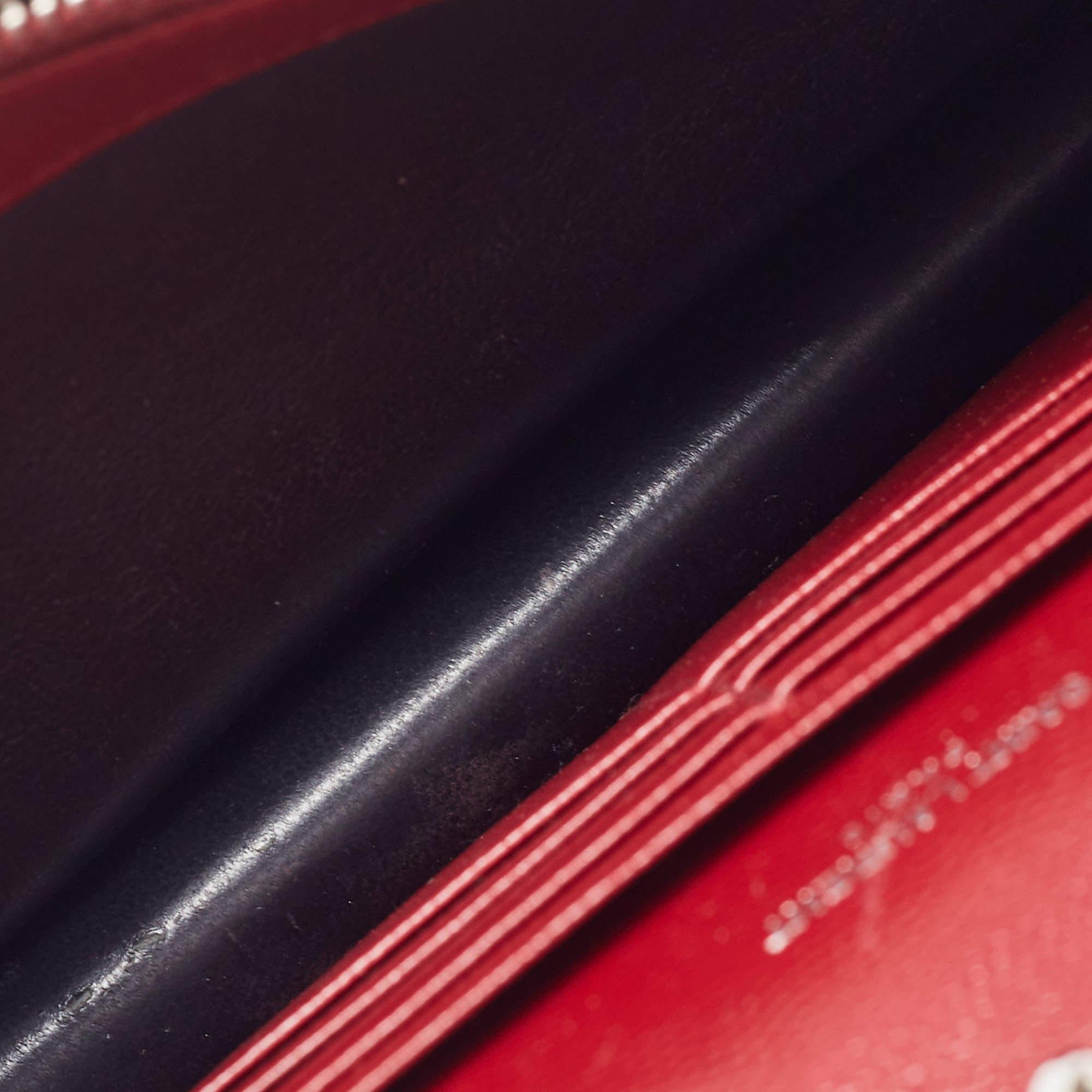 Saint Laurent Dark Red Matelasse Leather Monogram Envelope Wallet on Chain 5