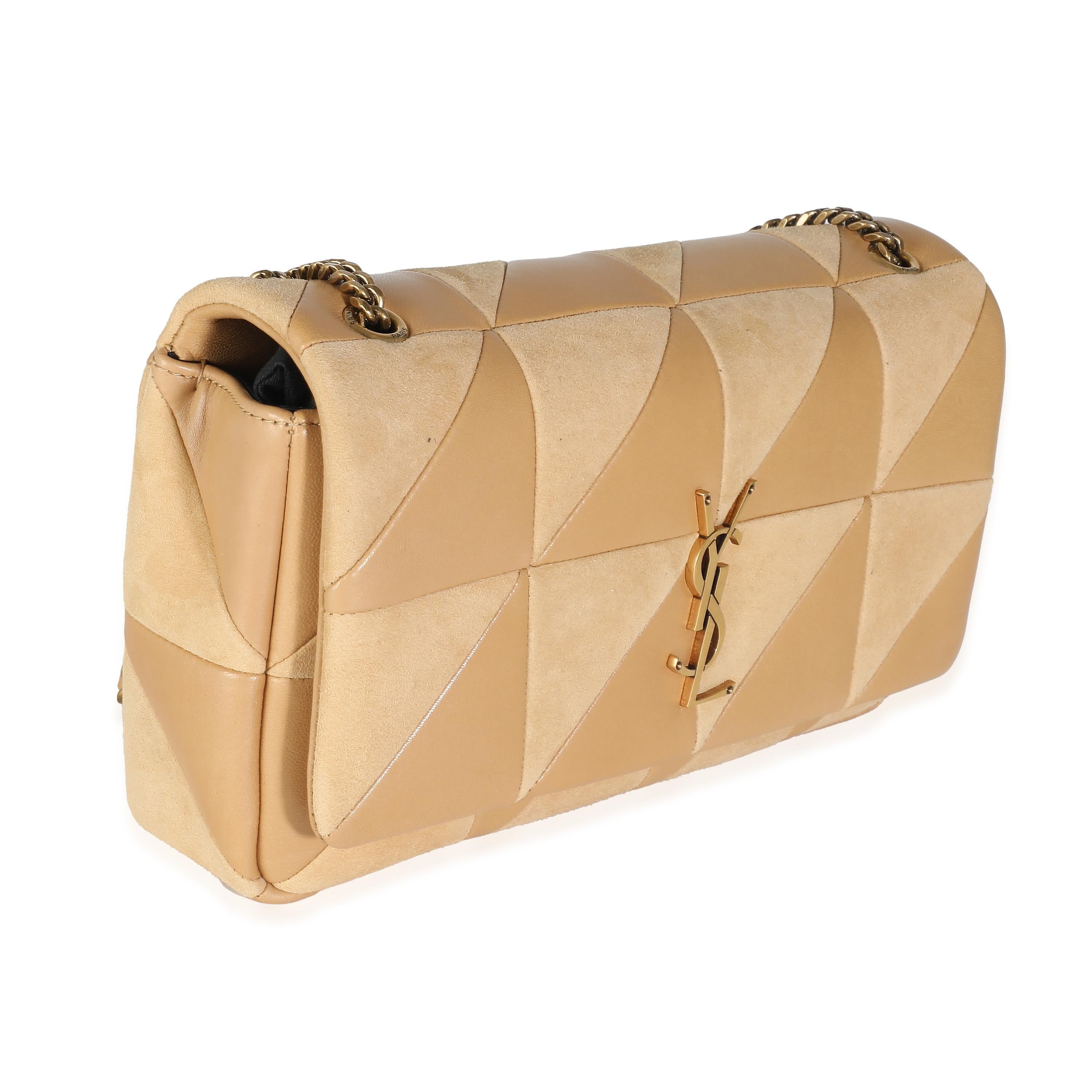 Beige Saint Laurent Dark Sand Lambskin Suede Medium Jamie Chain Bag For Sale