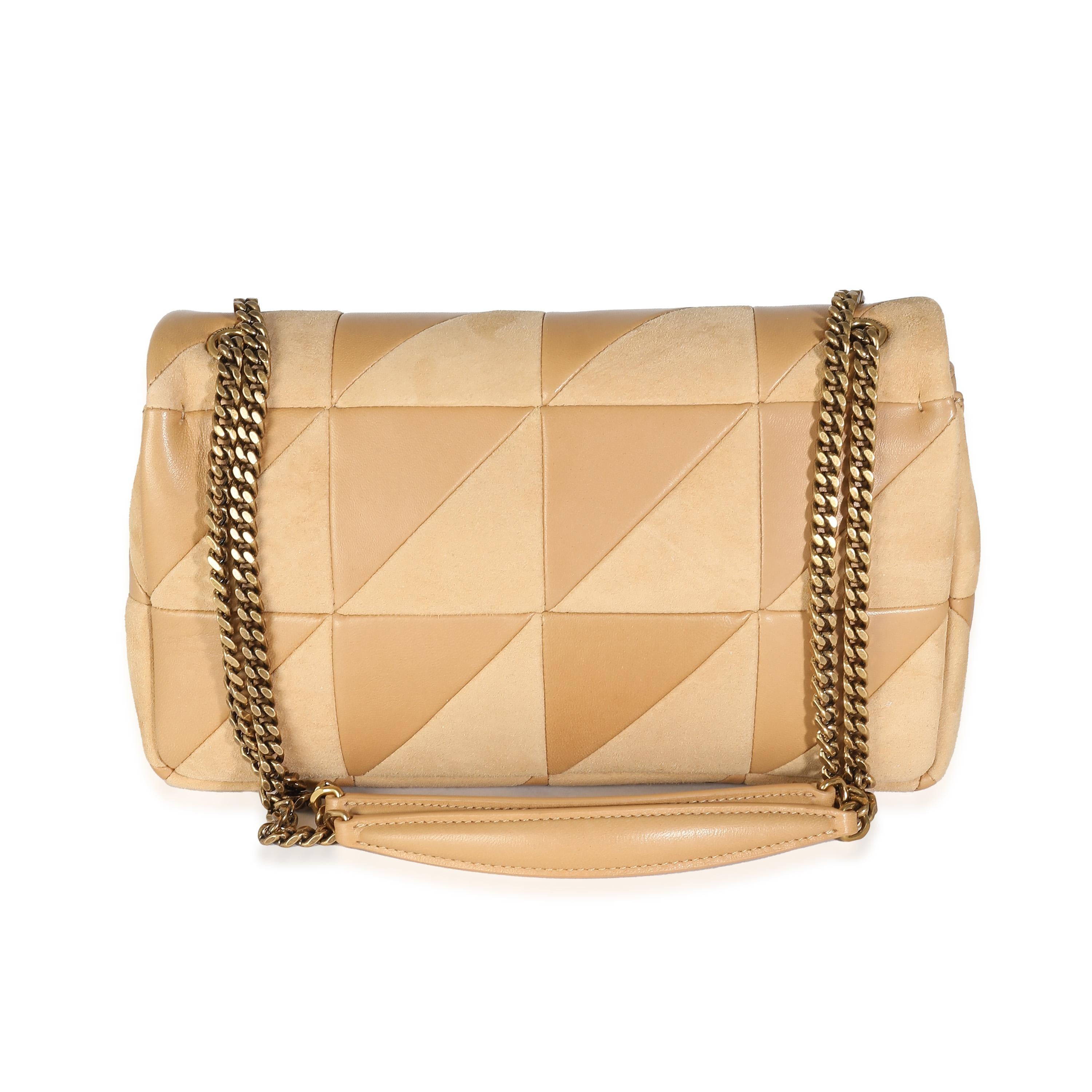 Saint Laurent Dark Sand Lambskin Suede Medium Jamie Chain Bag For Sale 2