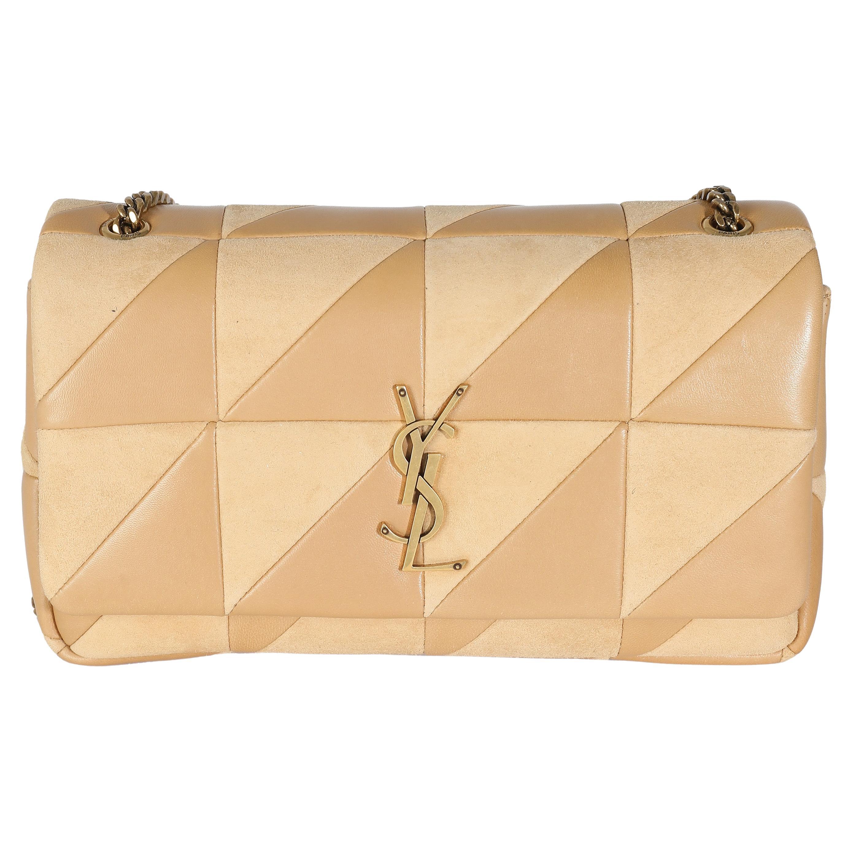 Saint Laurent Dark Sand Lambskin Suede Medium Jamie Chain Bag For Sale