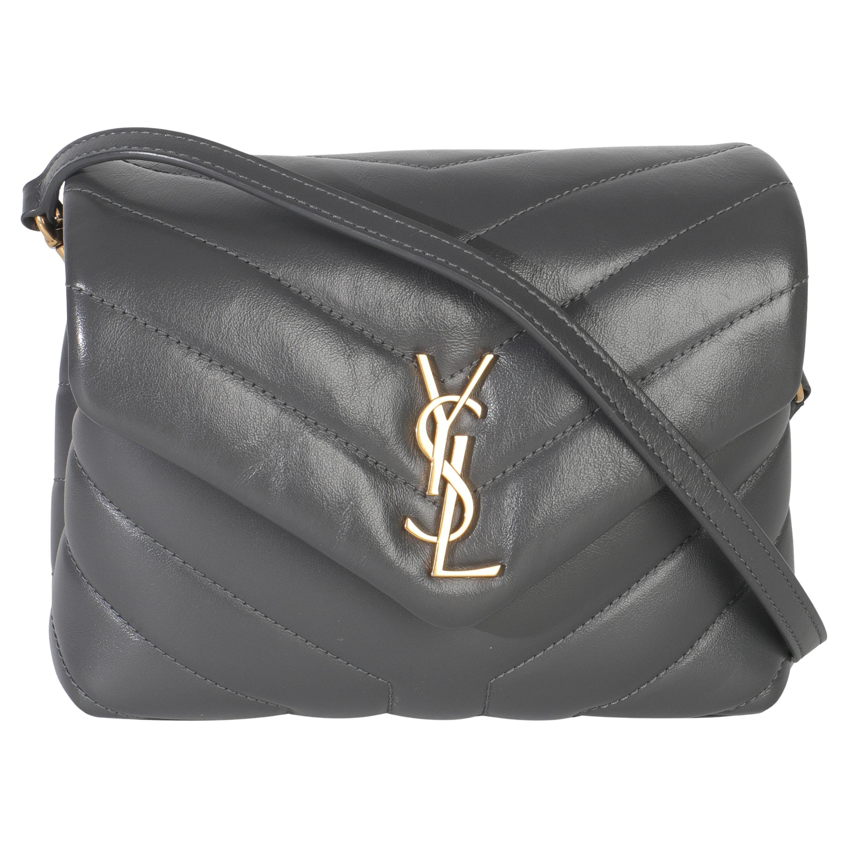 Saint Laurent Dark Smog Y Gestepptes Kalbsleder Monogram Toy Loulou Crossbody
