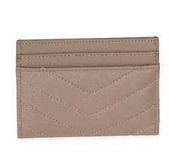 Saint Laurent Dunkel Taupe Grain De Poudre Matelasse Cassandre Kartenetui