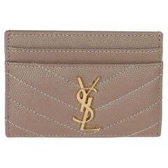 Saint Laurent Dunkel Taupe Grain De Poudre Matelasse Cassandre Kartenetui