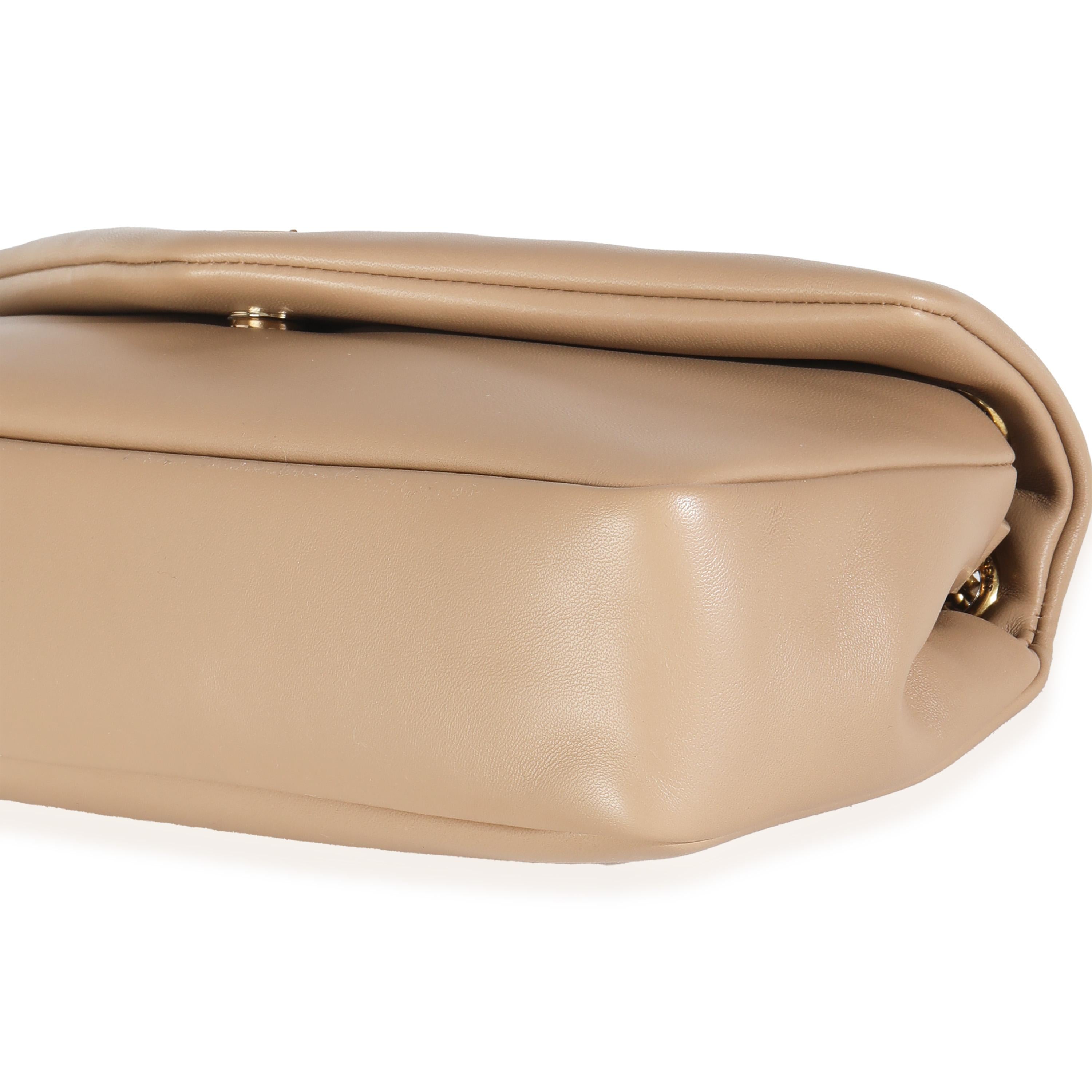 Women's Saint Laurent Dark Toffee Plunged Lambskin Small Calypso For Sale