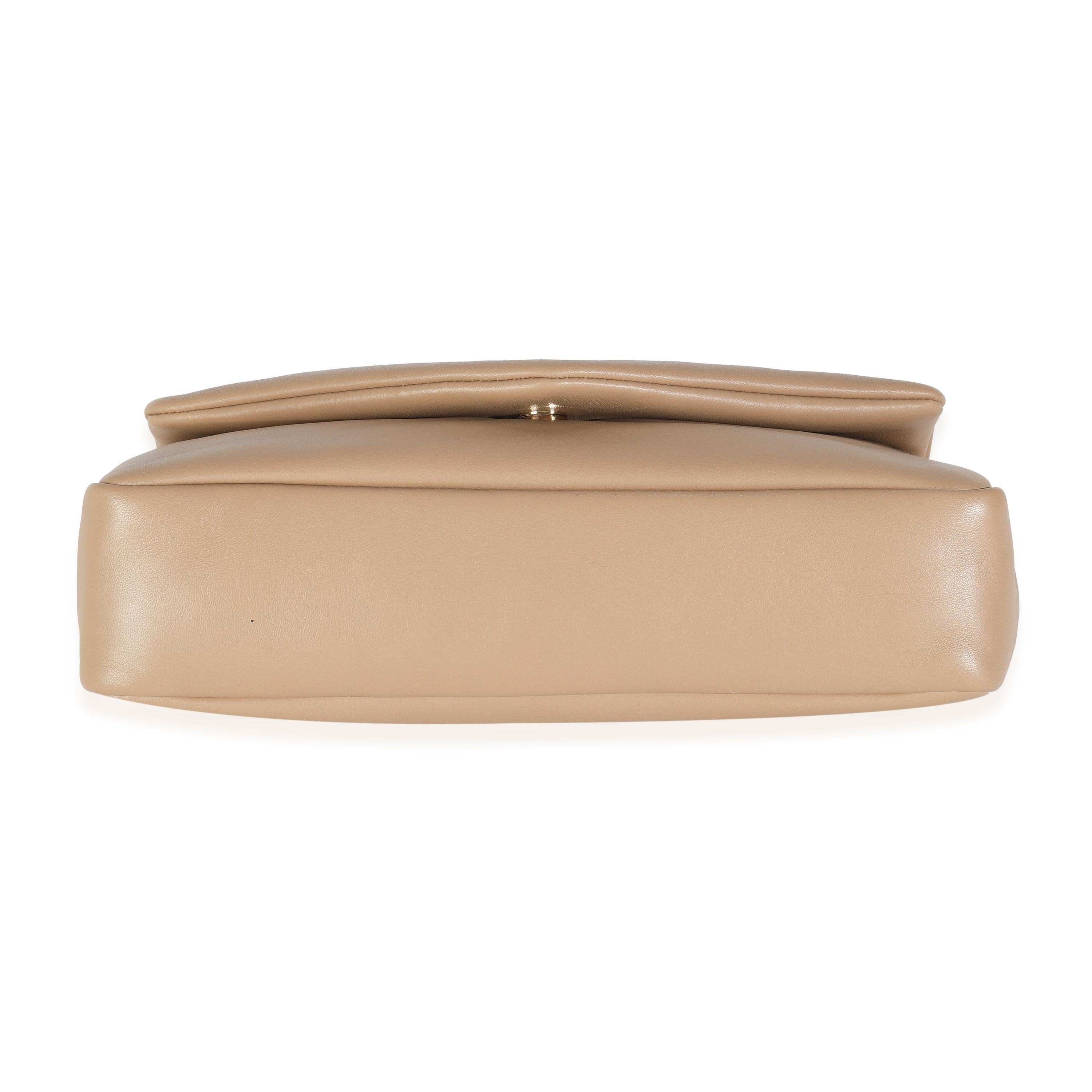 Saint Laurent Dark Toffee Plunged Lambskin Small Calypso For Sale 3