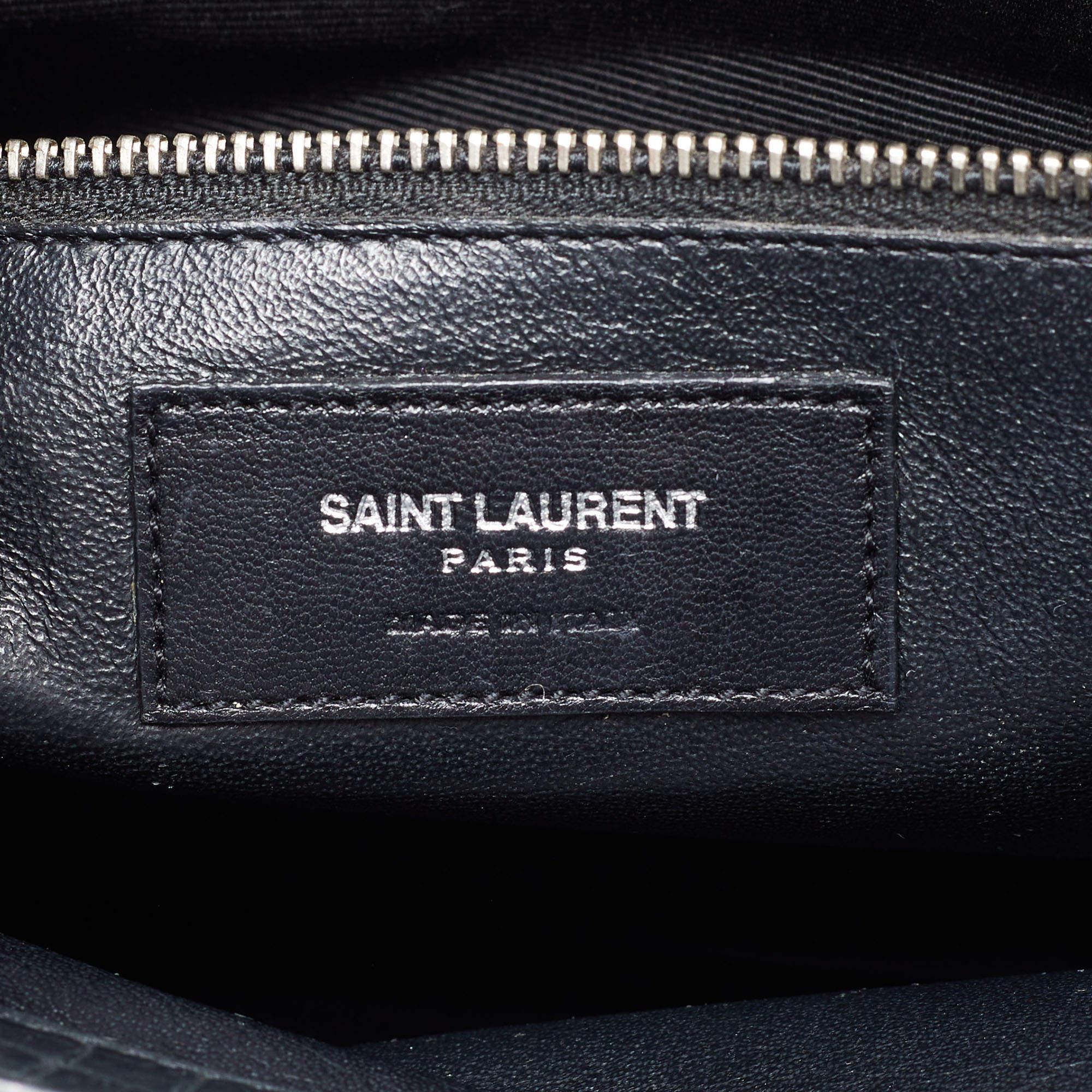 Saint Laurent Deep Green Croc Embossed Leather Small Sac De Jour Tote 10