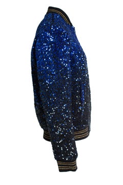 Saint Laurent, Degrade sequinned wool bomber jacket in blue
