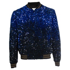 Saint Laurent, Degrade sequinned wool bomber jacket in blue