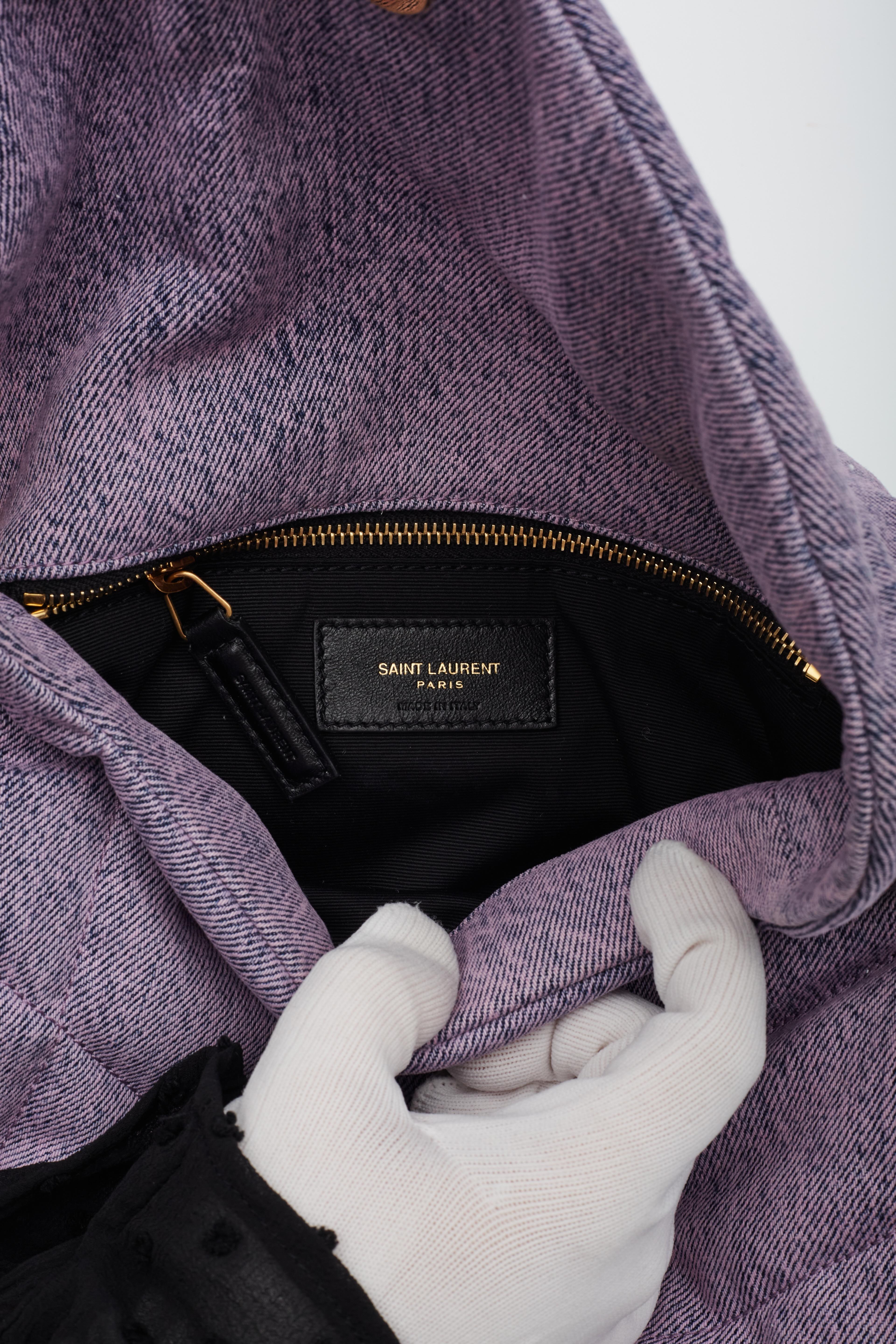 Saint Laurent Denim Quilted Loulou Puffer Lilac Small 5