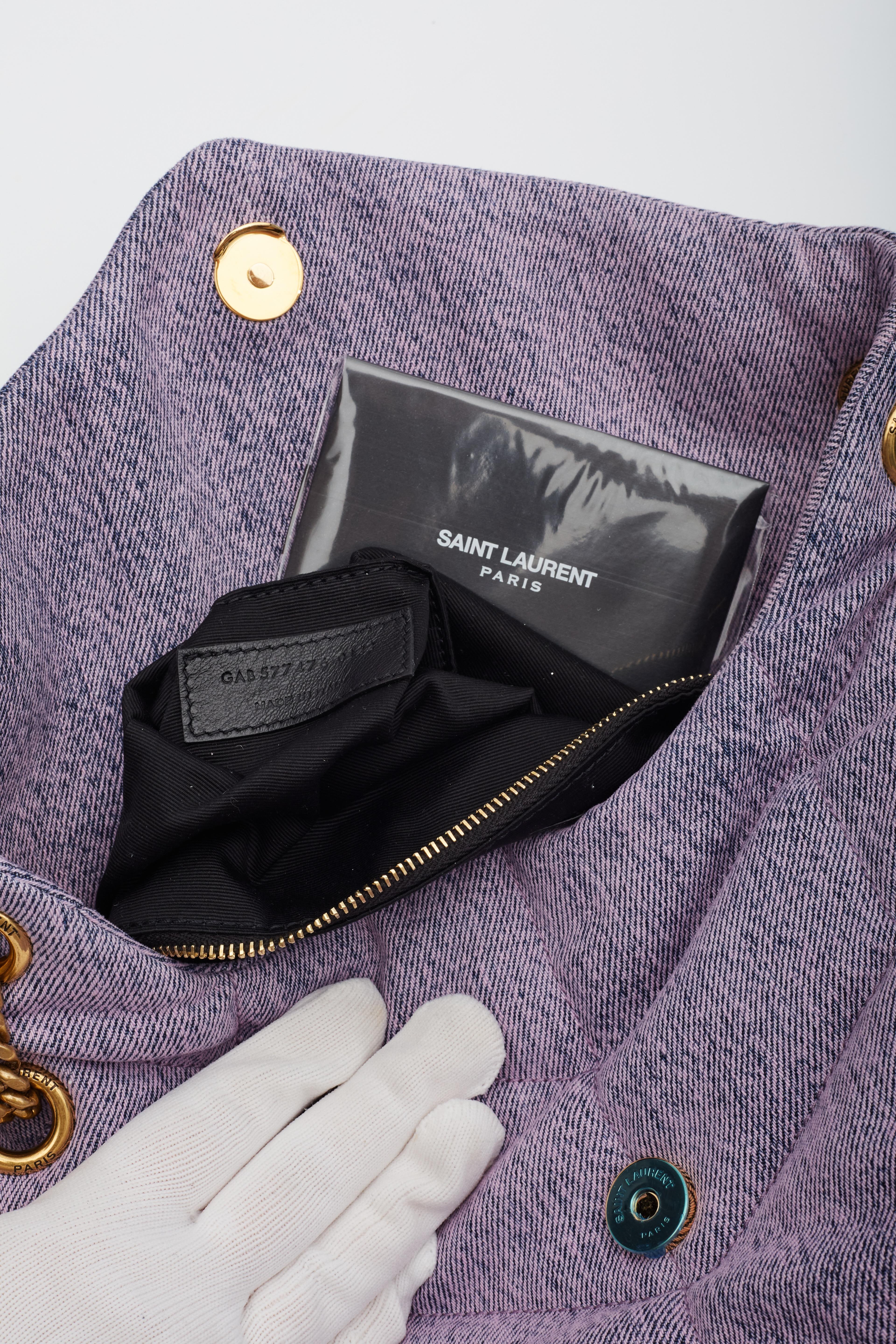 Saint Laurent Denim Quilted Loulou Puffer Lilac Small 6