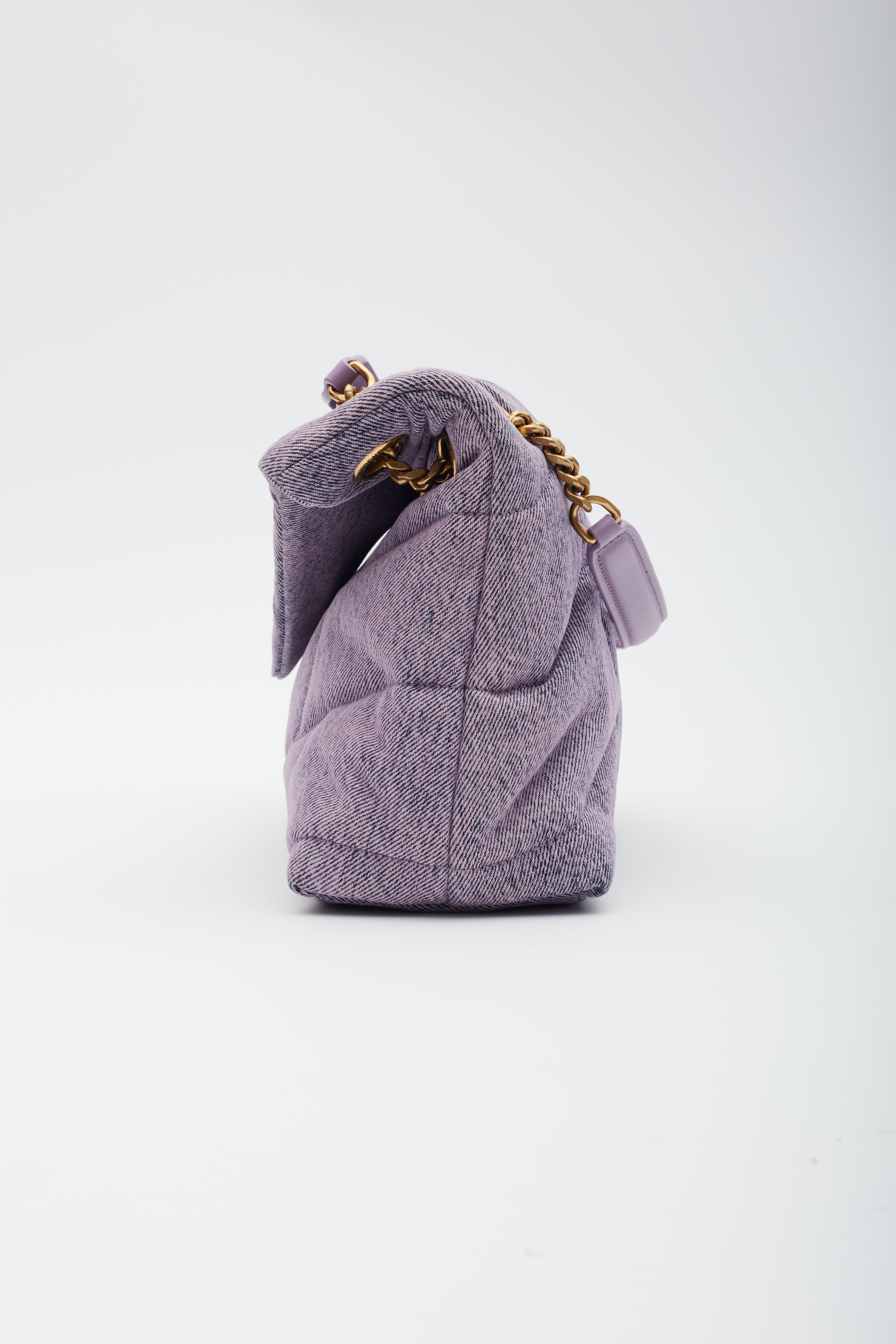 Saint Laurent Denim Quilted Loulou Puffer Lilac Small 1