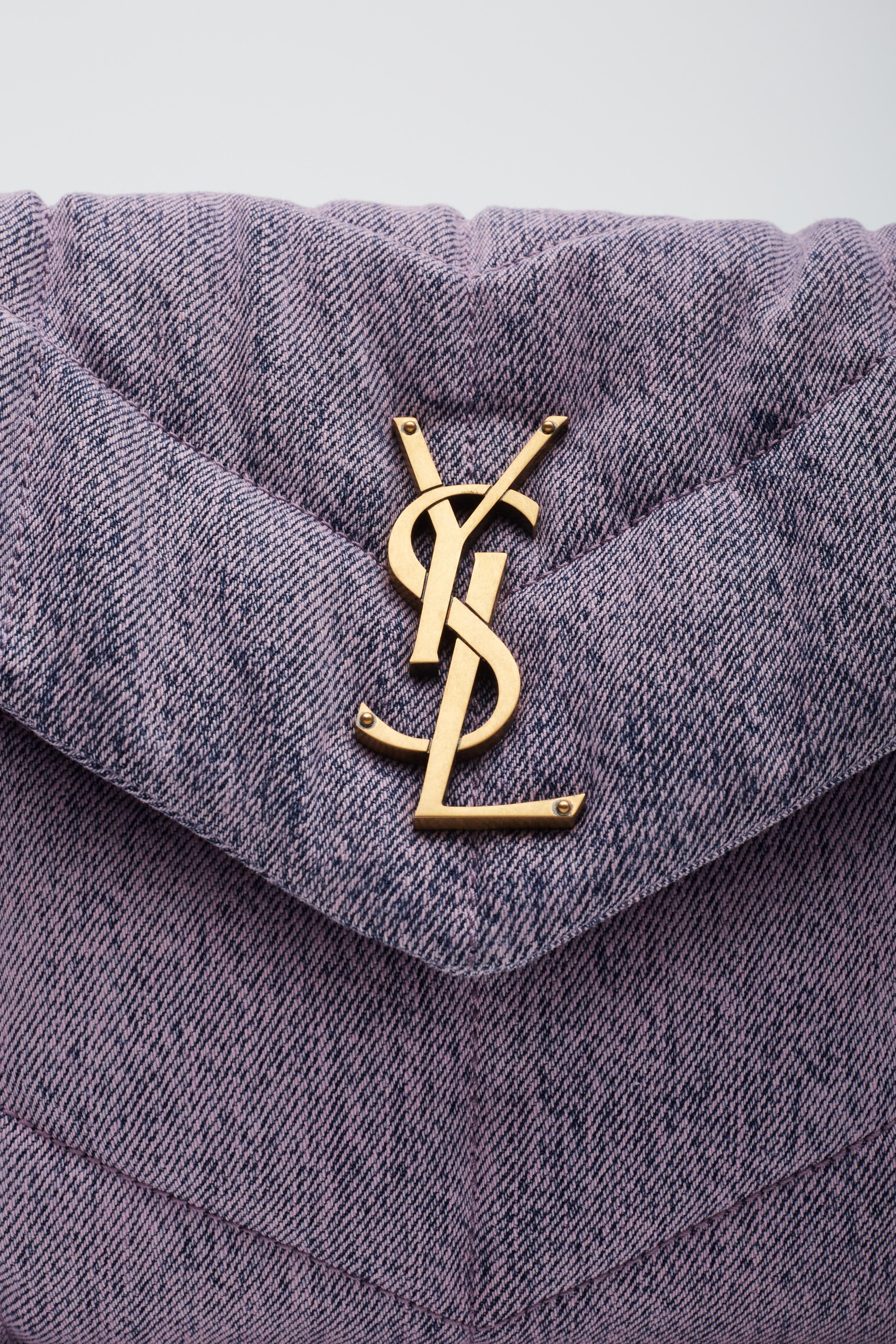 Saint Laurent Denim Quilted Loulou Puffer Lilac Small 2