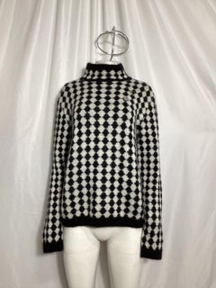 Saint Laurent Diamond-Motif Sweater in Black Wool
