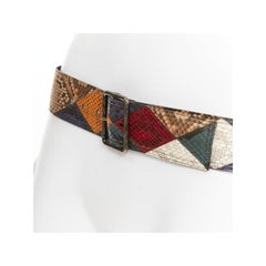 SAINT LAURENT diamond patchwork scaled leather wide statement belt 85cm