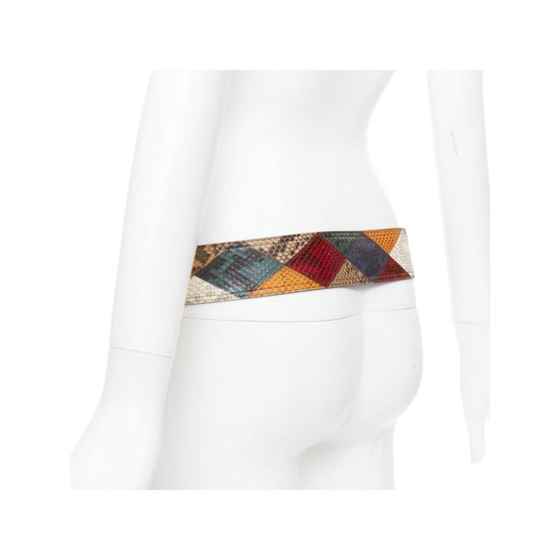 SAINT LAURENT diamond patchwork scaled leather wide statement belt 85cm in vendita 2