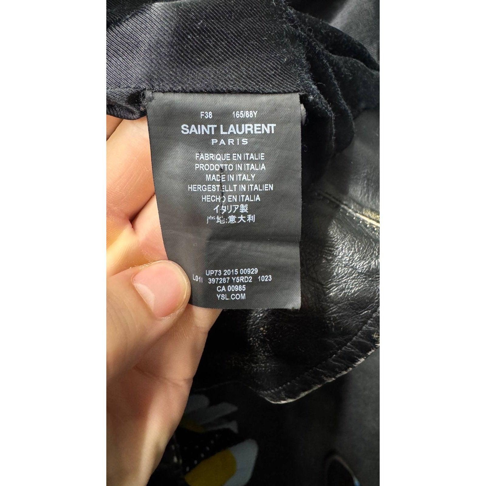 Saint Laurent Distressed Black Leather Jacket - Taille 38/M en vente 1