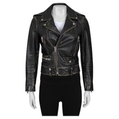 Saint Laurent Distressed Black Leather Jacket - Size 38/M