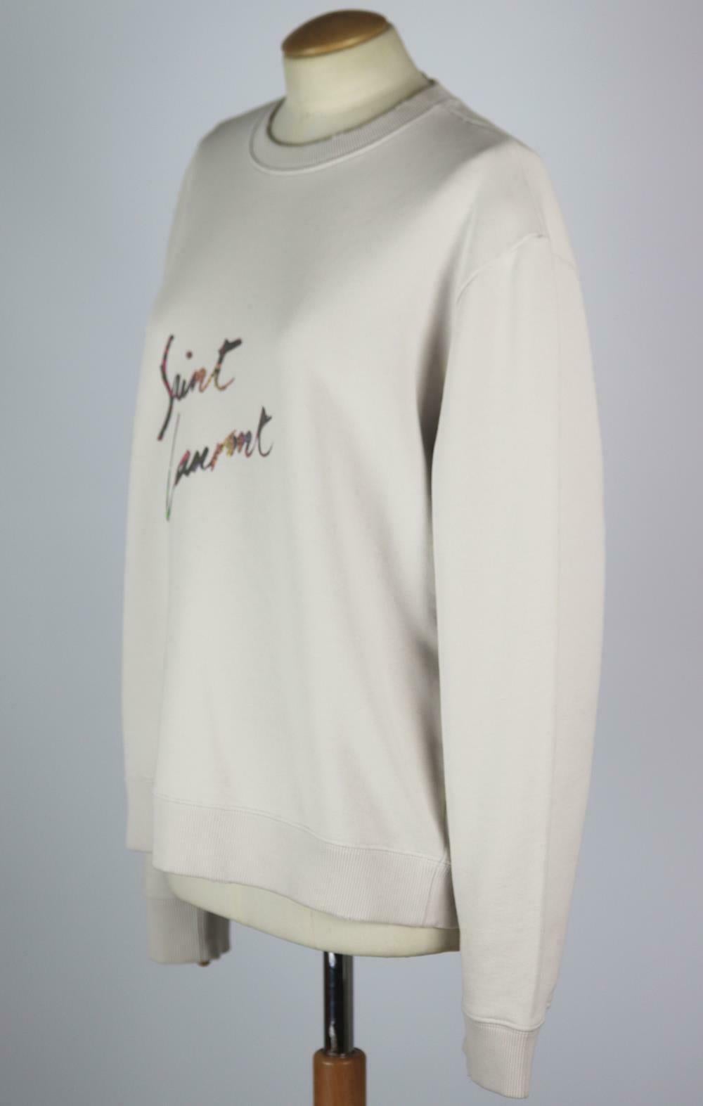 Grigio Saint Laurent - Felpa in jersey di cotone stampata con effetto invecchiato