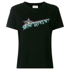 Saint Laurent Distressed Printed Cotton Jersey T-Shirt