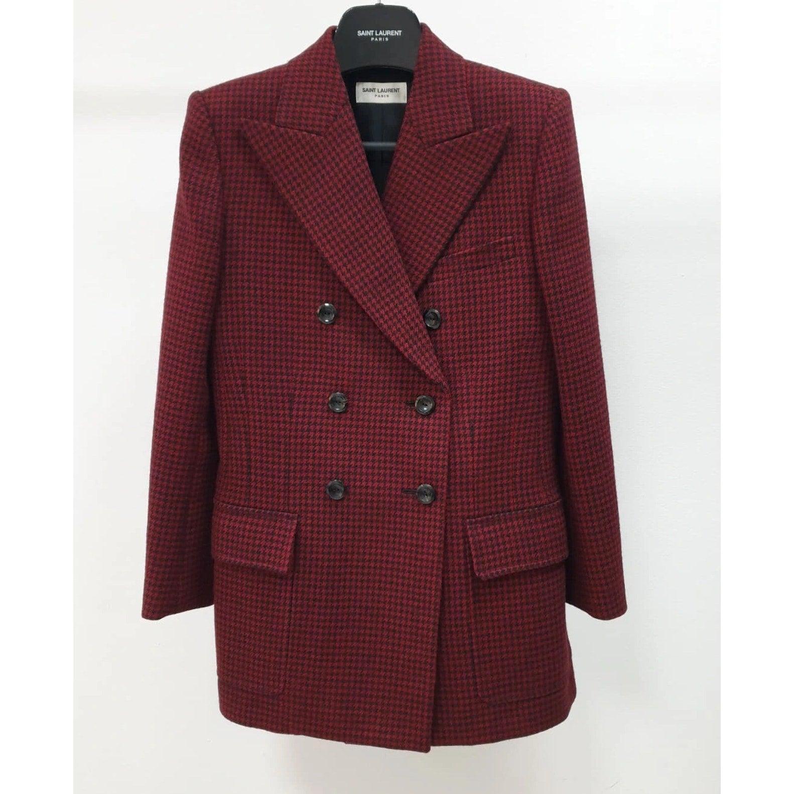 SAINT LAURENT Zweireihige Jacke aus Hahnentritt-Wolle Sz.36 im Zustand „Hervorragend“ im Angebot in Krakow, PL