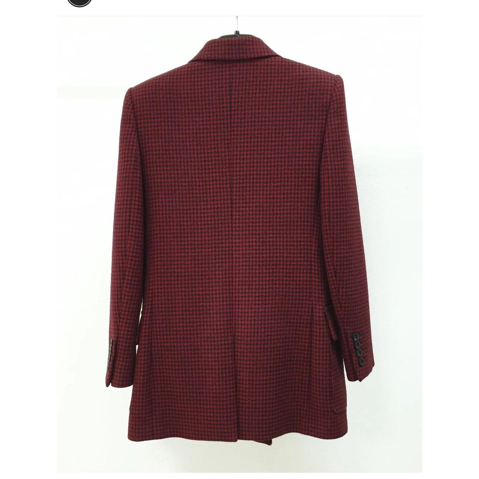 SAINT LAURENT Zweireihige Jacke aus Hahnentritt-Wolle Sz.36 Damen im Angebot