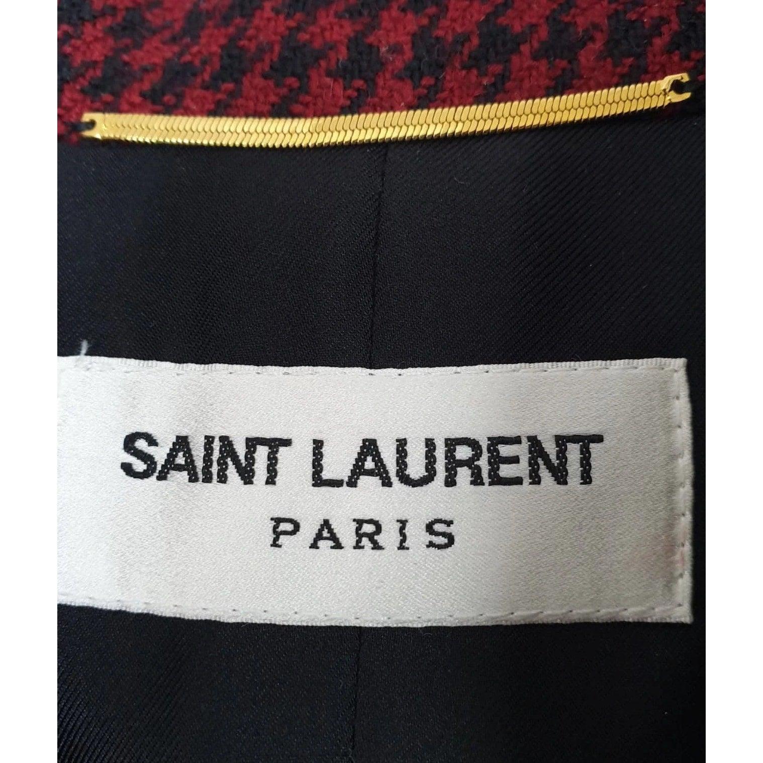 SAINT LAURENT Zweireihige Jacke aus Hahnentritt-Wolle Sz.36 im Angebot 1