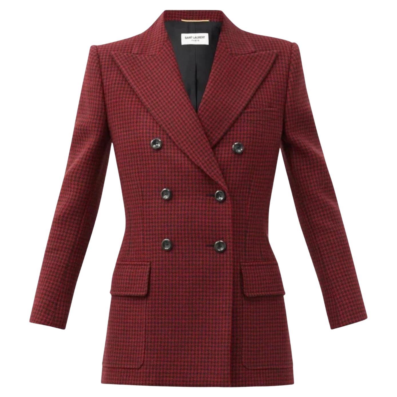 SAINT LAURENT Zweireihige Jacke aus Hahnentritt-Wolle Sz.36 im Angebot