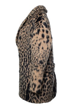 Saint Laurent, Double breasted leopard print wool blend coat