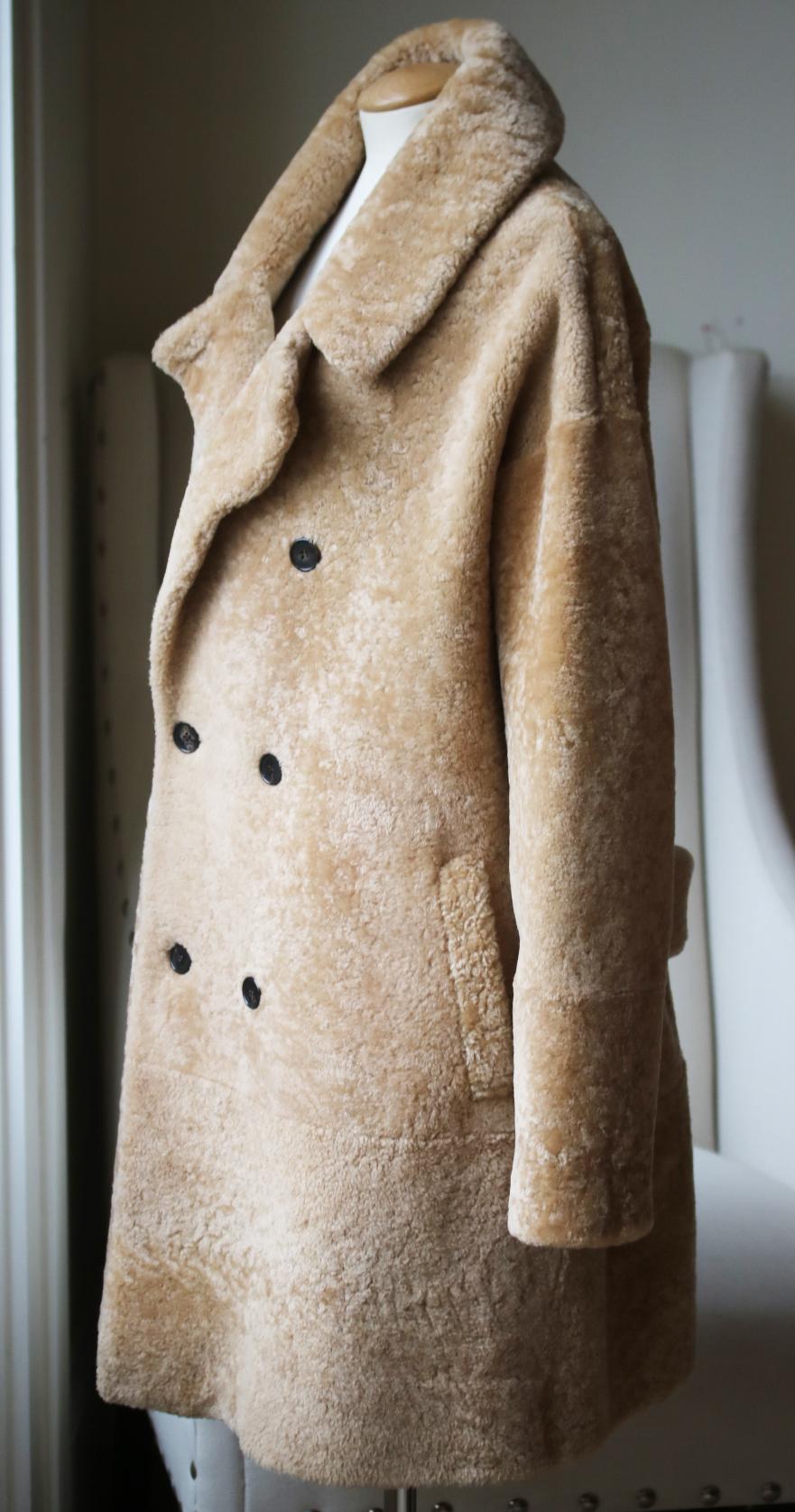 double breasted shearling coat