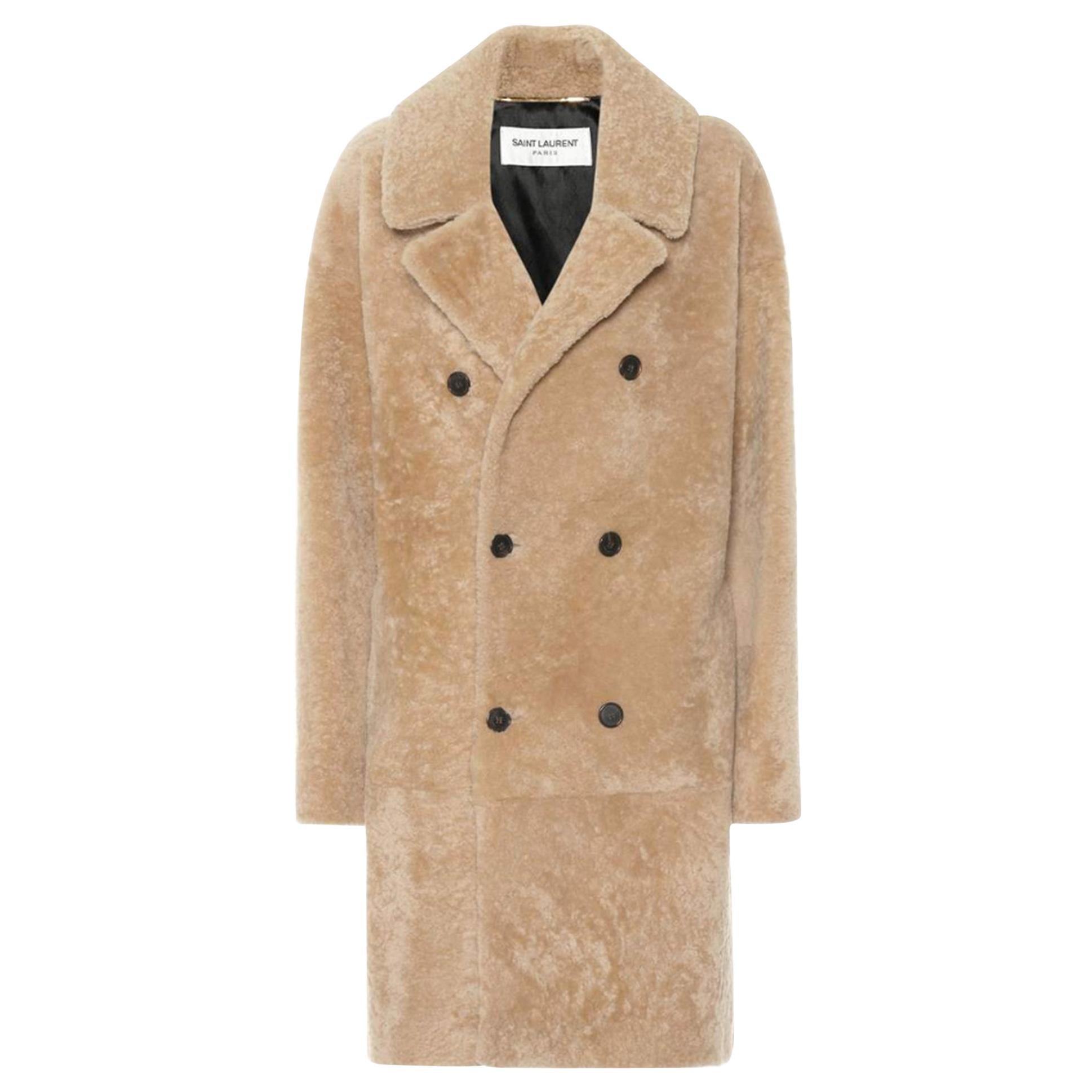 Saint Laurent Double-Breasted Shearling Coat 