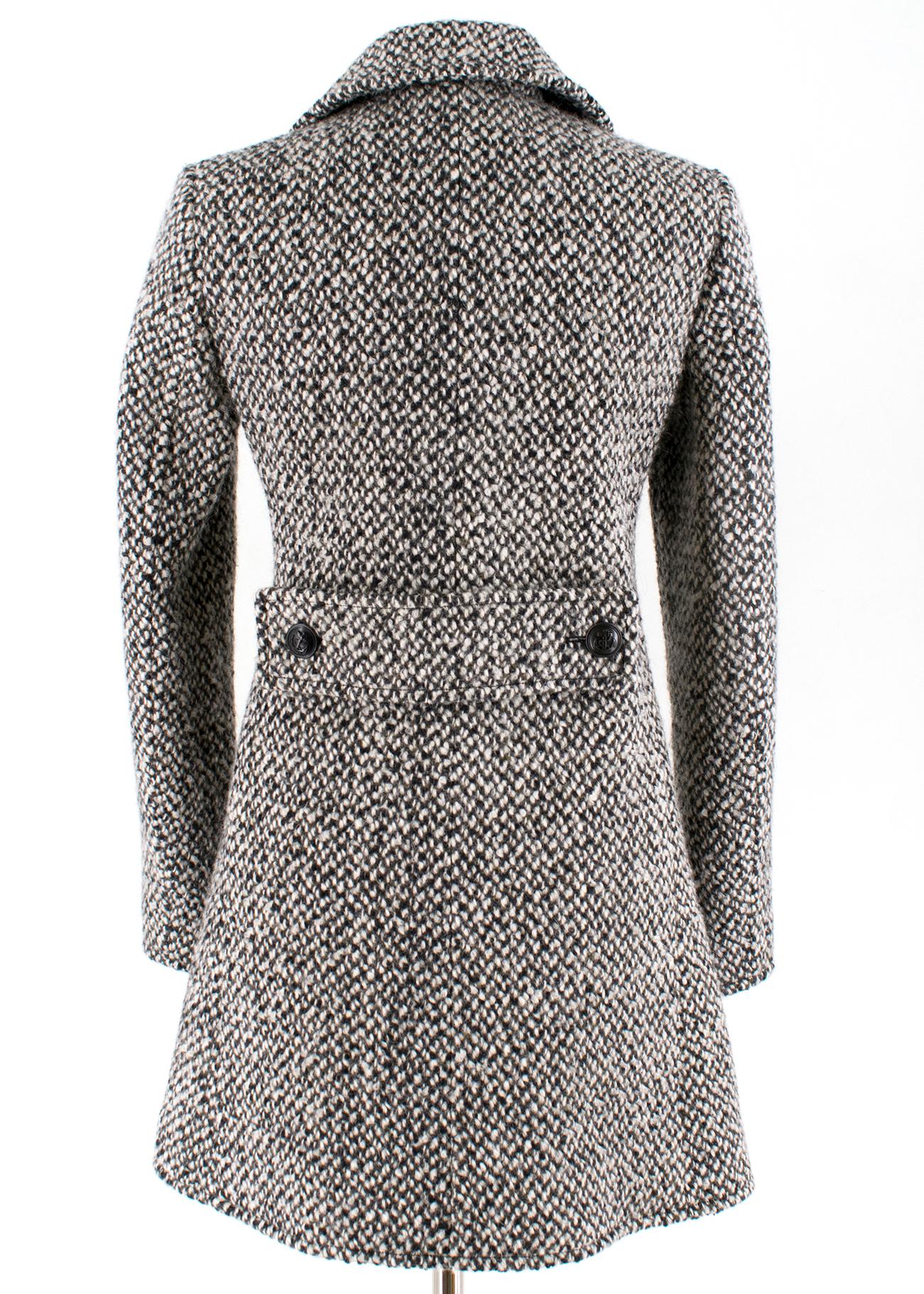 Gray Saint Laurent double breasted tweed coat FR 34