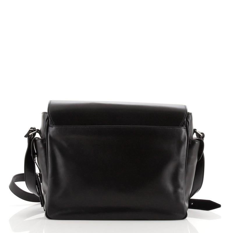 Saint Laurent Double Buckle Messenger Leather Medium In Good Condition In NY, NY