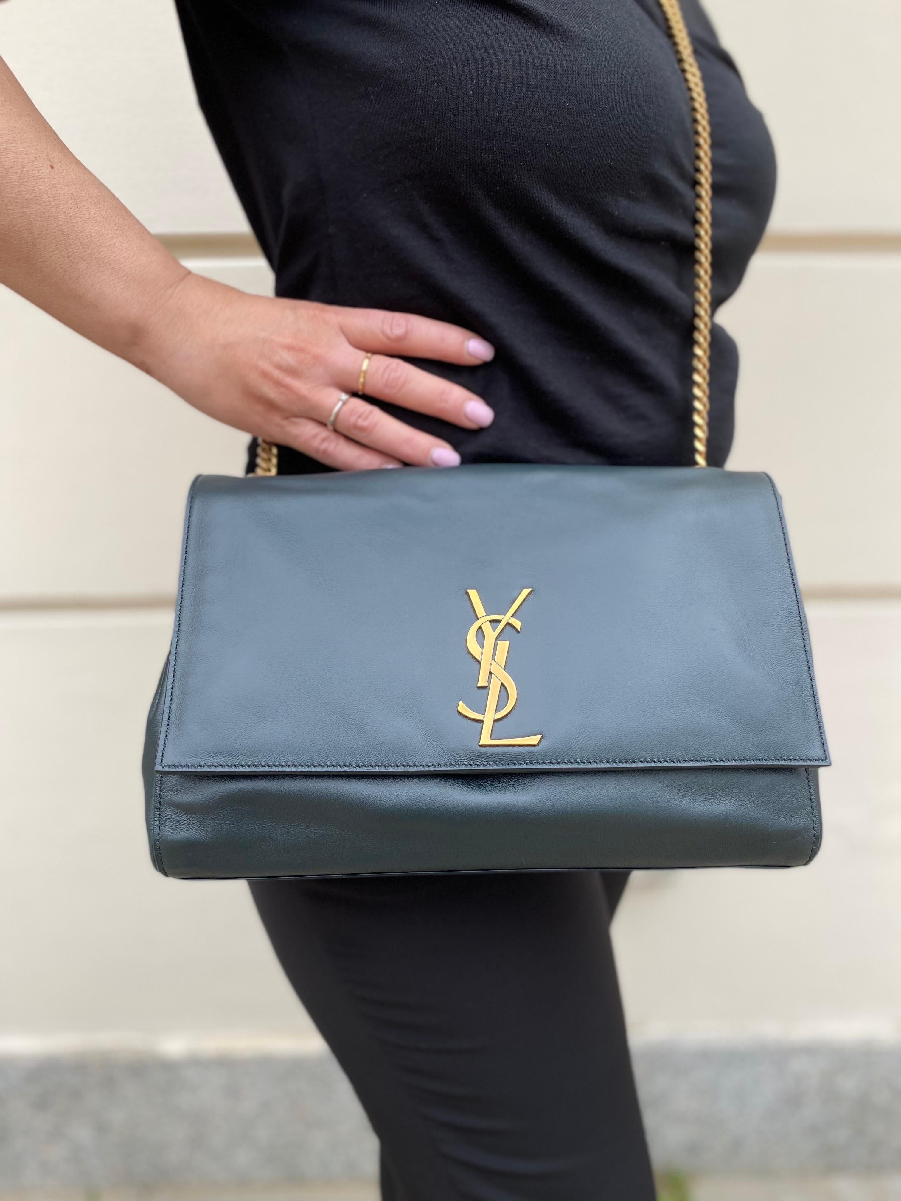 Saint Laurent Double-Face Dark Green Shoulder Bag 3