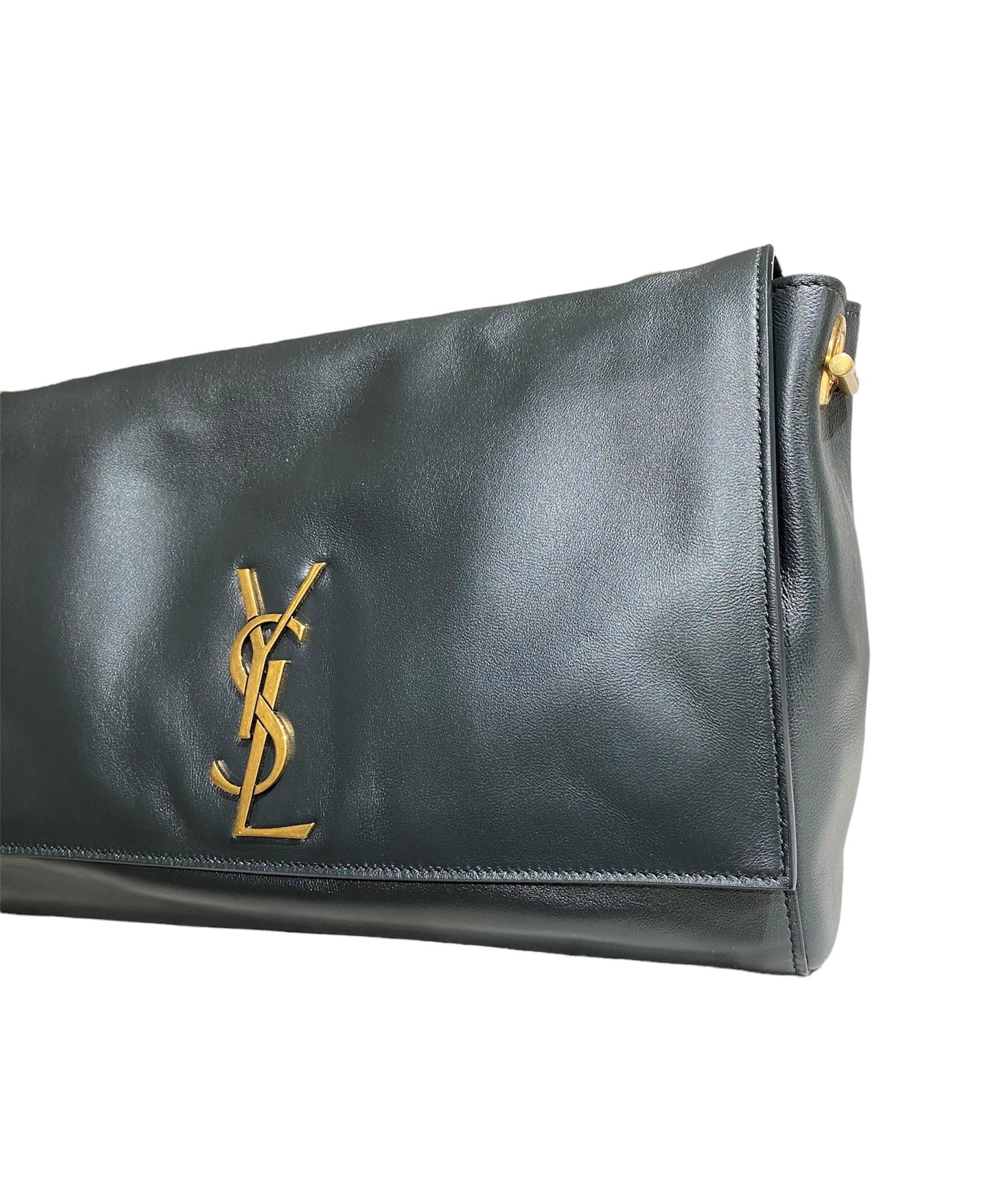 Women's Saint Laurent Double-Face Dark Green Shoulder Bag