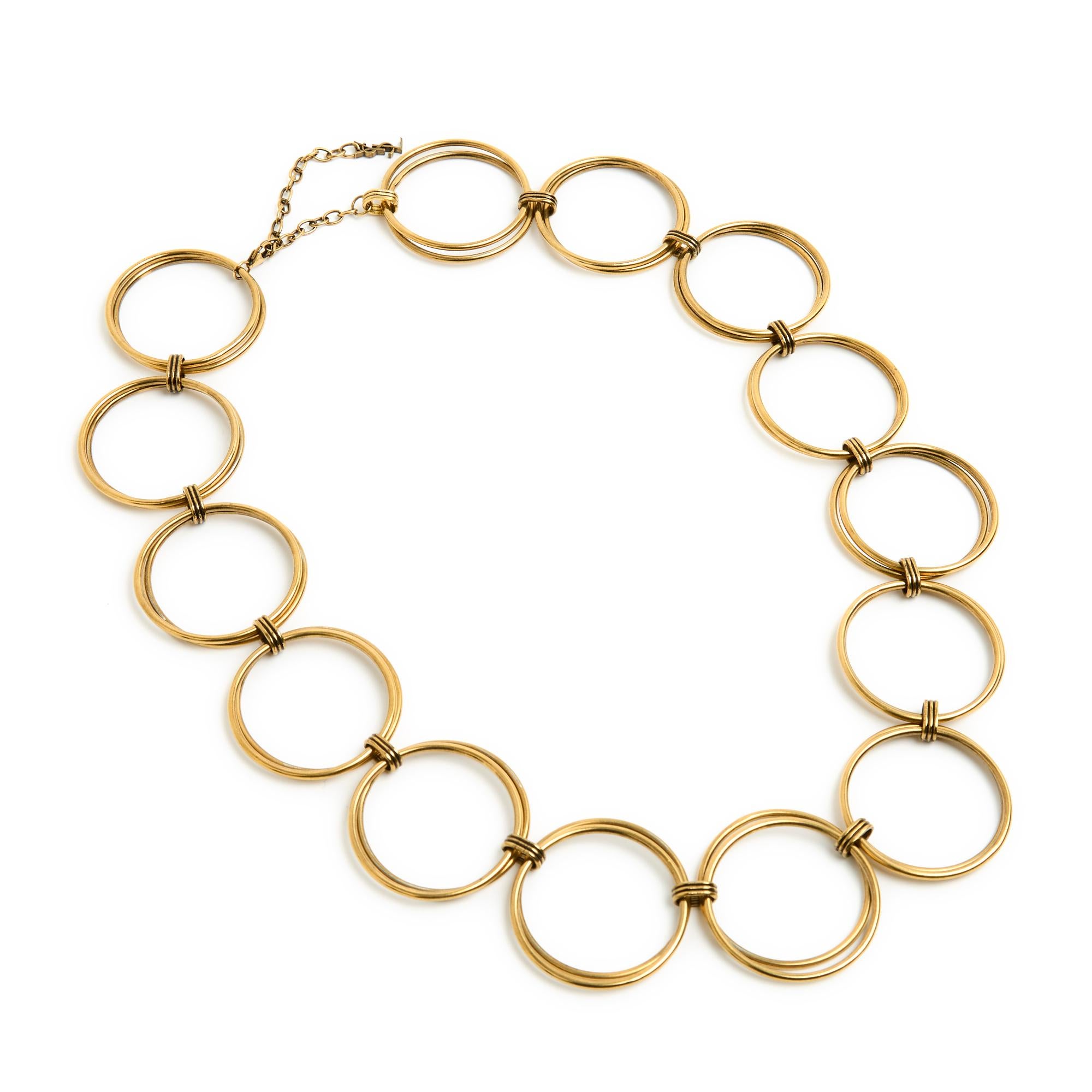 Saint Laurent Double round link necklace sautoir In Excellent Condition For Sale In PARIS, FR