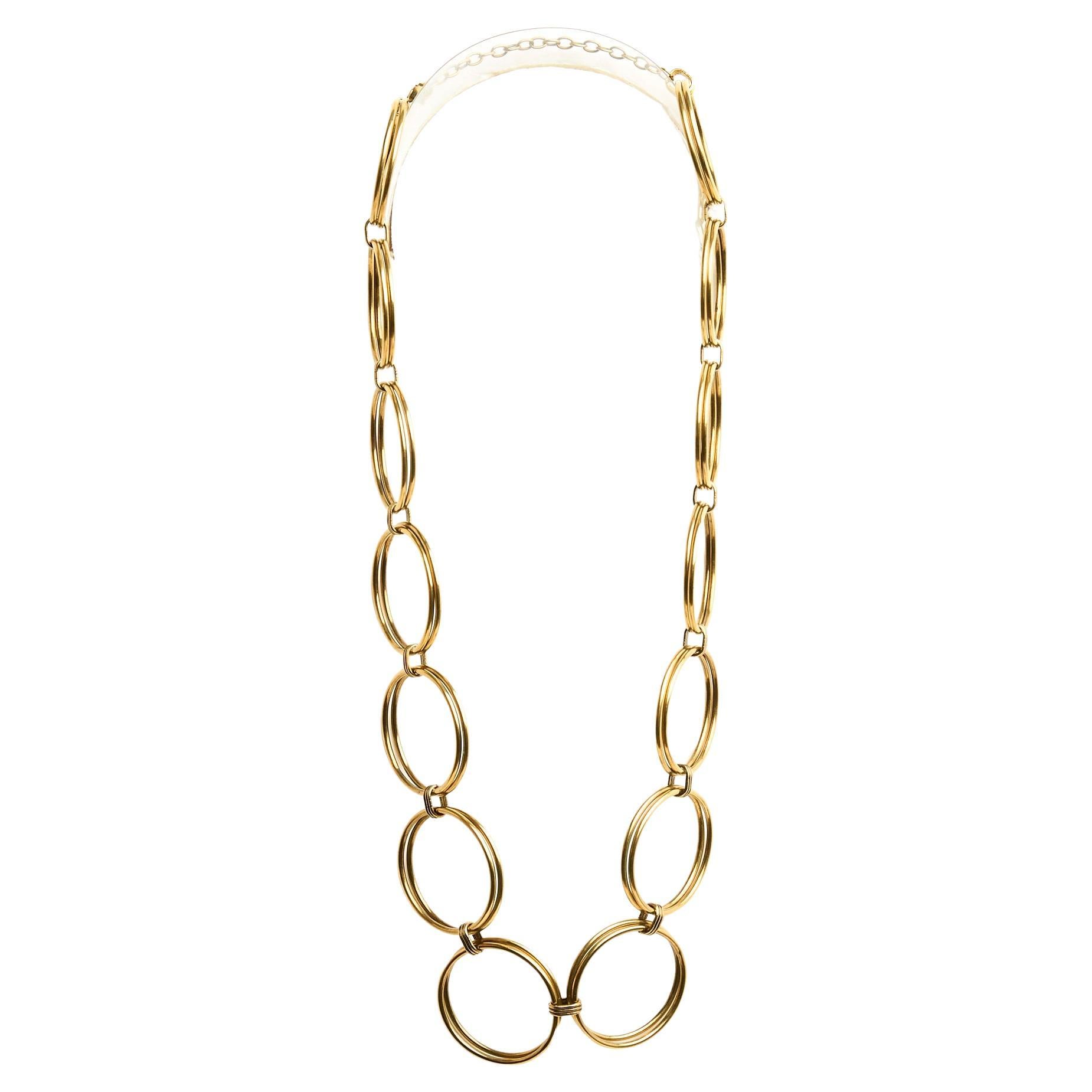 Saint Laurent Double round link necklace sautoir For Sale