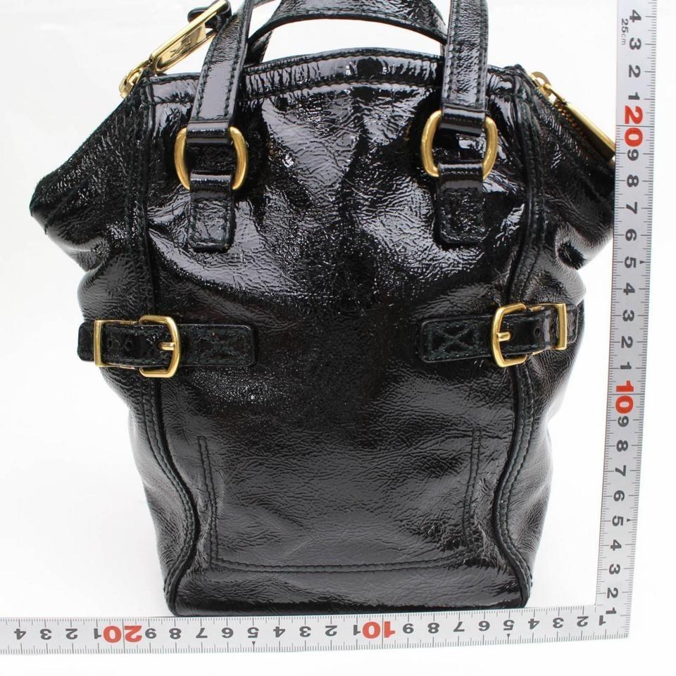 Women's Saint Laurent Downtown Ysl 868591 Black Patent Leather Tote For Sale
