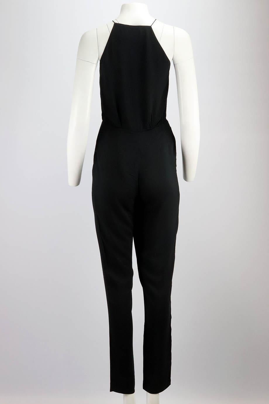 Black Saint Laurent Draped Woven Jumpsuit FR 34 UK 6